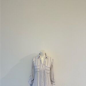 Express Portofino Shirt with Navy and Beige Stripes